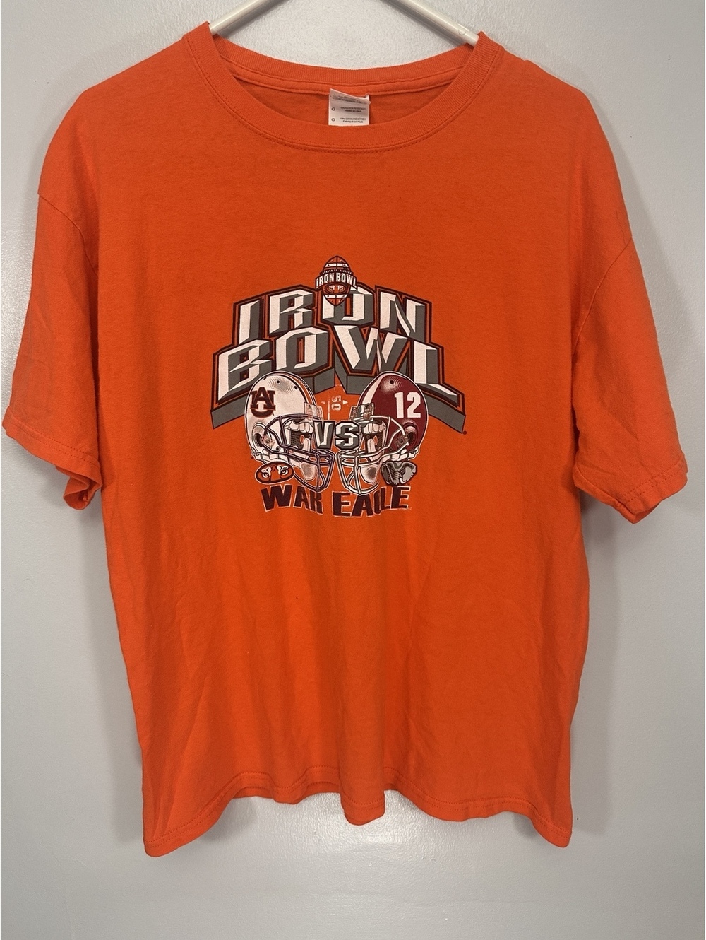 Gildan Auburn Alabama Iron Bowl T-Shirt Men's L Orange War Eagle